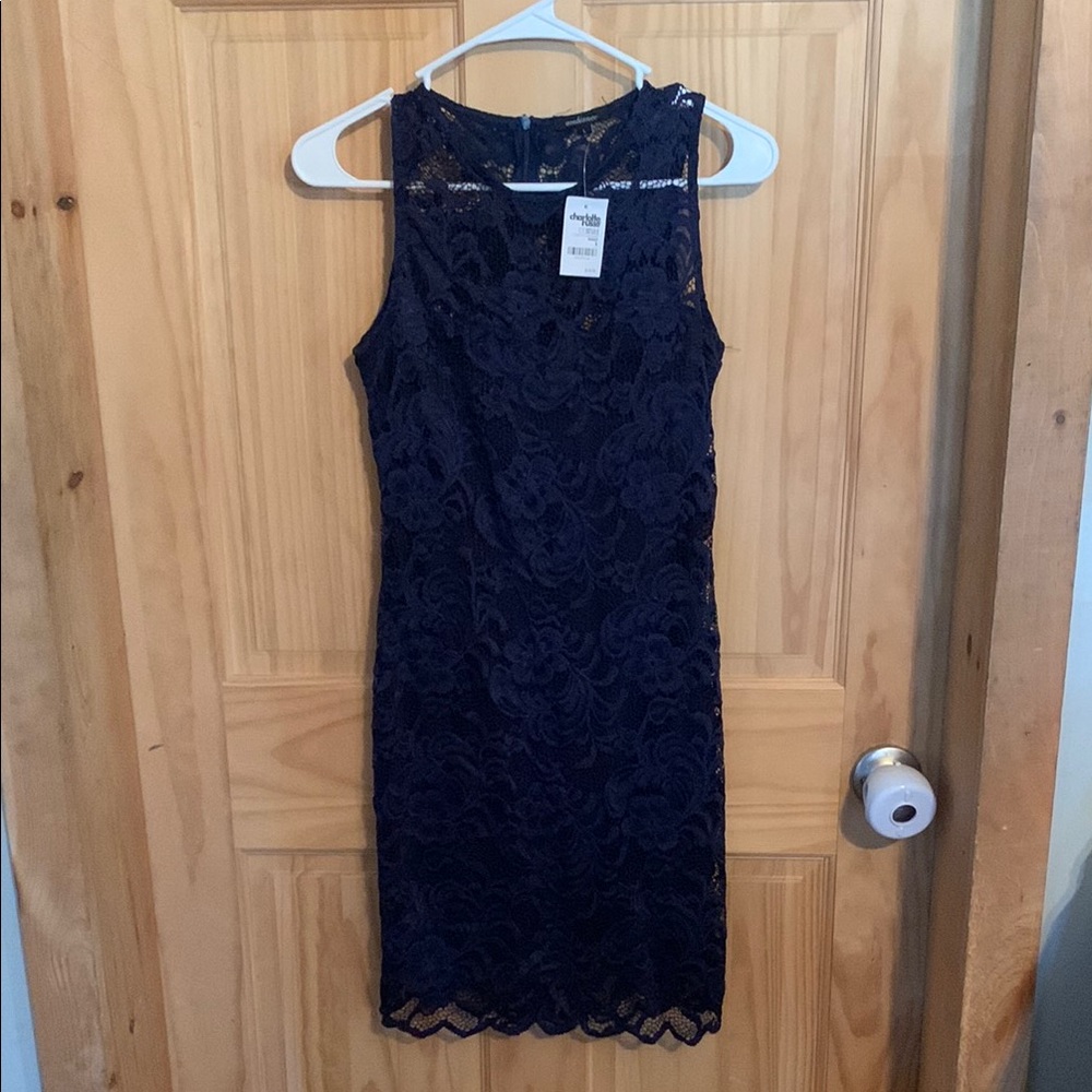Navy Lace Sleeveless Dress